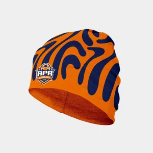 pomarańczowa czapka apr lampart w granatowe centki