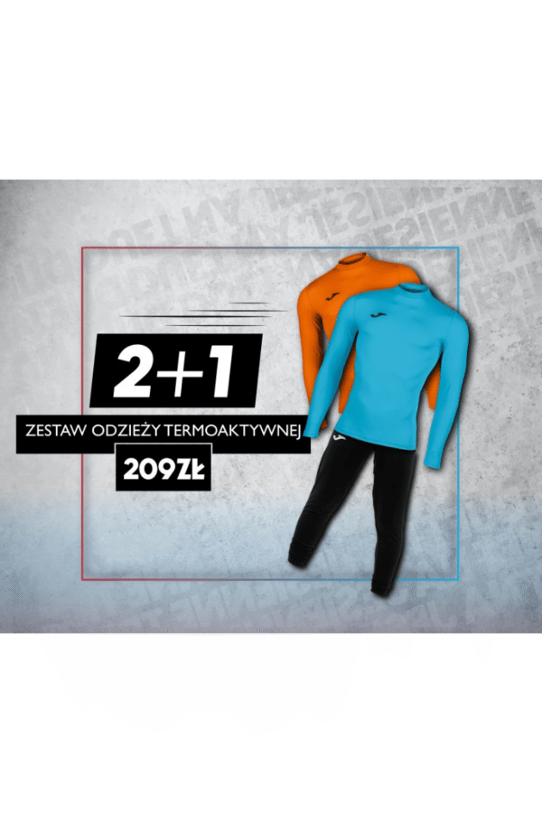 Zestaw Termo Joma 2 + 1: Koszulka Pomarańczowa, Koszulka Turkusowa, Spodnie Czarne